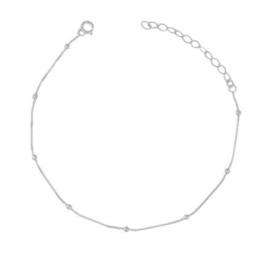 Imagem de Tornozeleira Cordão Veneziano Bolinha Banhada Prata 925 - Papillon Sem