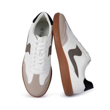 Imagem de Tigeridea Tênis feminino casual para negócios, tênis confortável com cadarço e cadarço, Branco, 37