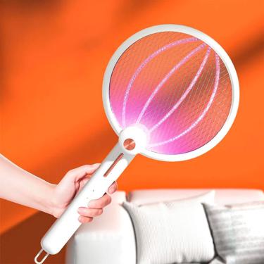 Imagem de Raquete Elétrica Mata Mosquito, Dobrável, Recarregável USB, Armadilha Contra Dengue com Luz Roxa, Raquete Elétrica para Eliminar Mosquitos e Insetos, Com Alta Tensão 3200V, Compacta e Eficiente
