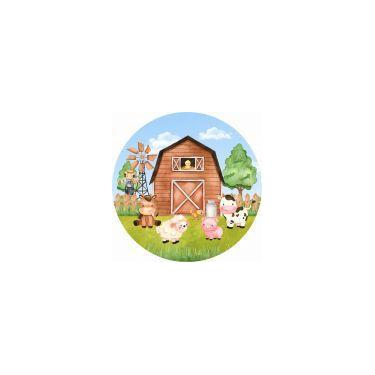 Imagem de Painel de Lona Redondo Animais da Fazenda Celeiro Marrom - Fabrika de 