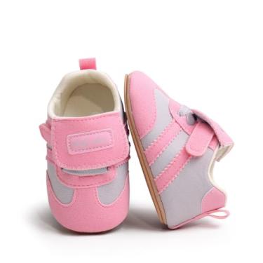 Imagem de HsdsBebe Sapatos Oxford para bebês meninos meninas couro PU sola de borracha macia antiderrapante botas de tornozelo infantil sapatos de caminhada mocassim, 4235/rosa, 12-18 Months Toddler