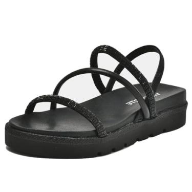 Imagem de Sandália Feminina Via Marte Flatform Tiras com Brilho Preto - 38
