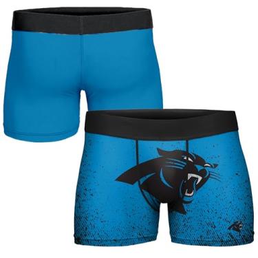 Imagem de FOCO Cueca boxer masculina NFL oficialmente licenciada pela cor do time com logotipo primário para fãs de futebol - Carolina Panthers - Grande