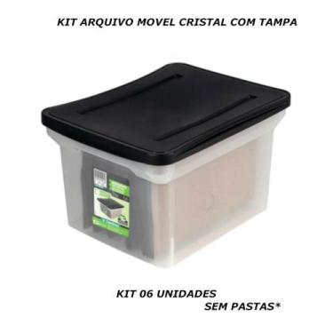 Imagem de Kit arquivo movel pasta susp cristal largo com tampa 6un - ORDENE