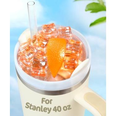 Imagem de Toykee Tampa de tampa para copo Stanley 1,2 l - Cubo de gelo cereja rosa acessórios de decoração fofos para copo, decoração com glitter para mulheres e meninas