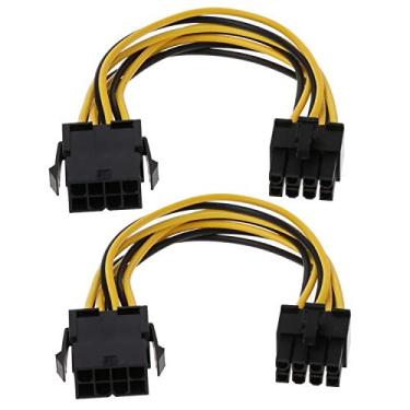 Imagem de Cabo de extensão PCIe de 8 pinos, CPU 8 pinos fêmea para 8 (6+2) pinos macho PCI Express cabo adaptador de alimentação placa mãe CPU 8 pinos para placa gráfica 8 pinos 18 AWG cabo (2 unidades/18 cm)