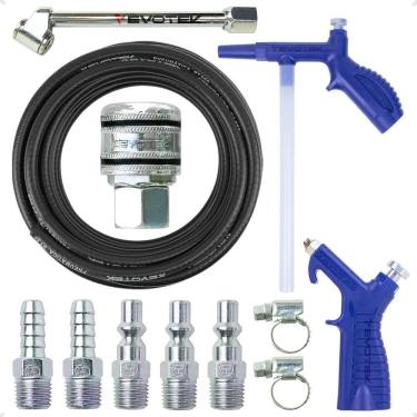 Imagem de 2X Kit Mangueira Compressor De Ar 1/4 Com Bico Encher Pneu E