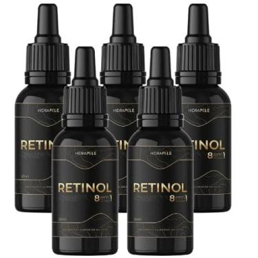 Imagem de 05 Frascos Retinol 8 em 1 Gotas 30ml – Saúde da Pele, Bigode Chinês e Rugas | Antienvelhecimento Facial | Anti-Rugas