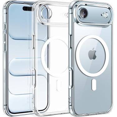 Imagem de ivoler Capa magnética para iPhone Air de 6,6 polegadas [compatível com Magsafe] [proteção de grau militar de 15 pés] Capa de celular traseira translúcida fosca - transparente