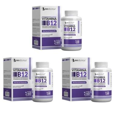 Imagem de Kit 3x Vitamina B12 Metilcobalamina Biocêutica 60 Capsulas - Bio Insti