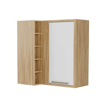 Imagem de Módulo Cozinha Ronipa Syrah Aéreo Canto c/ 1 Porta e 5 Nichos 88cm Amendoa/Branco-Ronipa