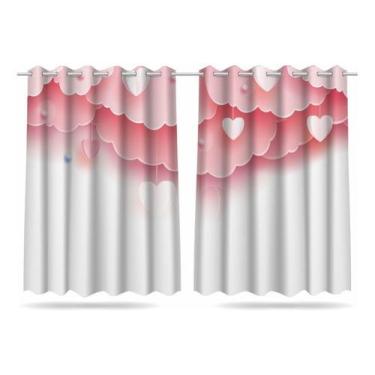 Imagem de Cortina Infantil Estampada 2,60x1,50m Nuvens Rosa Menina - DECORANDO E