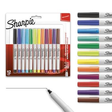 Imagem de SHARPIE Marcadores permanentes, ponta ultrafina, cores sortidas, 12 unidades