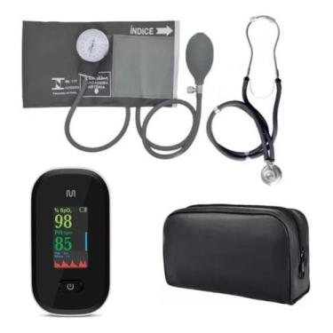 Imagem de Kit Academico Premium Para Fisoterapeuta Com Oximetro, Grafite