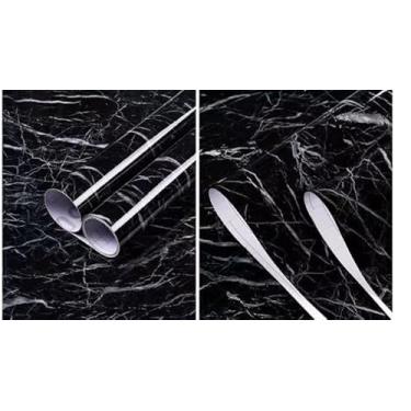 Imagem de Papel de Parede Adesivo Brilhante - 3m x 60cm, Ideal para Cozinha, Banheiro e Área de Serviço(Preto 3m x 60cm,1 rolo)