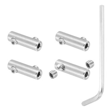 Imagem de PATIKIL Conjunto de clipes de corda de fio com furo de 2 mm, 4 peças de aço inoxidável 304 grampos de cabo de bloqueio com chave de parafusos hexagonais M4 para encaixe de corda de fio, prata