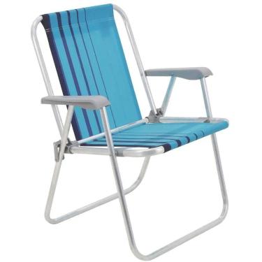 Imagem de Cadeira De Praia Samoa Alta Em Alumínio Com Assento Azul - 92900002 - Tramontina