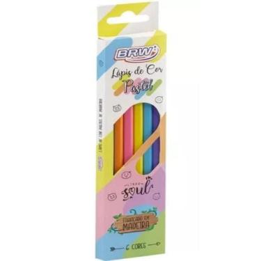 Imagem de Lápis De Cor Sextavado De Madeira 6 Cores Pastel Inmetro - BRW