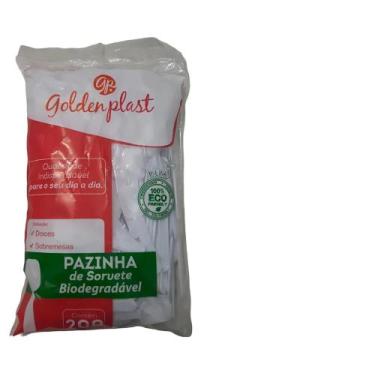 Imagem de Pazinha De Sorvete Biodegradavel Com 200 Branca Branco - Goldenplast
