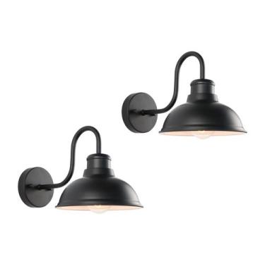 Imagem de Luminária de parede externa LPRZSG Gooseneck 8" preta fosca, pacote co