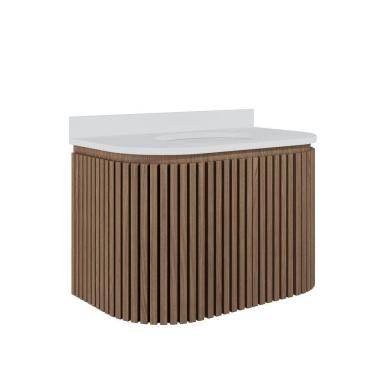 Imagem de Gabinete Para Banheiro Suspenso Emma 80cm Branco/jequitibá