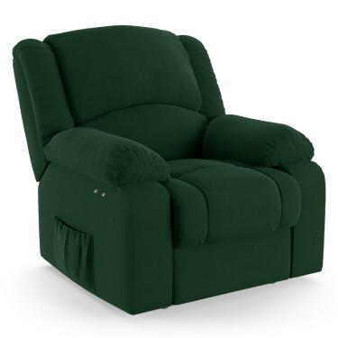 Imagem de Poltrona do Papai Reclinável Melim Power Touch Massagem Veludo Verde FH1 - D'Rossi