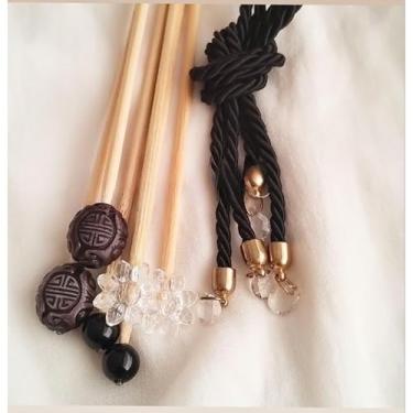 Imagem de Kit Decorativo para Difusor + 6 ou 4 Varetas Decoradas & 2 ou 1 Cordão Com Pingente (6 Varetas 2 Cordões/Preto)