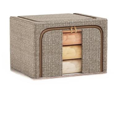 Imagem de Caixa Organizadora para Guarda-Roupa Dobrável com Visor Transparente - Organizador de Roupas, Brinquedos, Lençol e Edredom(marrom G)