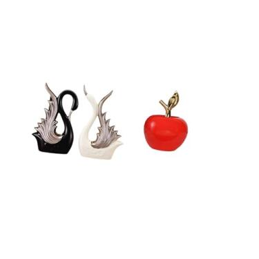 Imagem de Fenteer Elegante Cisne E Estatuetas de Cerâmica para Decoração de Casa, Aniversário, Prateleira, Lareira, Café, Sala de Estudo, Coleção de Enfeites de Mesa Pa