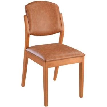 Imagem de Cadeira Jantar Isadora Madeira Maciça Amêndoa Estofado material sintét