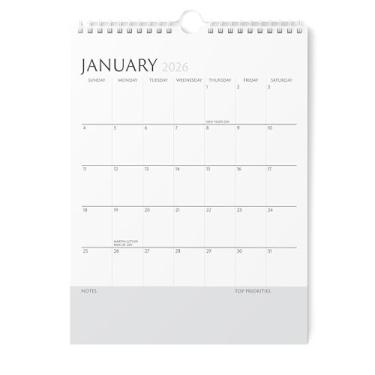 Imagem de Karto Calendário de parede 2026 - vertical 21,5 x 28 cm de janeiro de 2026 a junho de 2027 - Aumente sua produtividade e planejamento fácil com o calendário mensal estético - fundo cinza