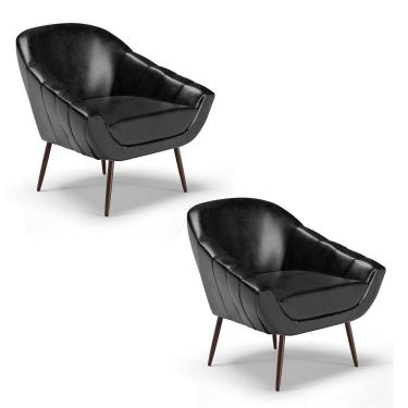 Imagem de Kit 02 Poltronas Corano Pés Palito Ferro Preto
