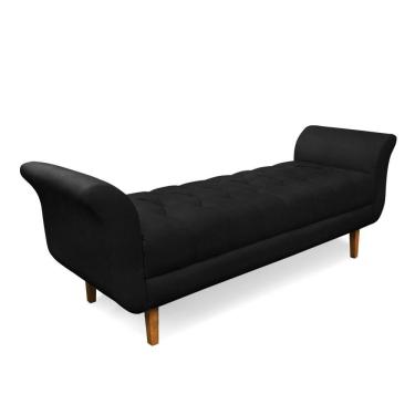 Imagem de Recamier Olinda Suede 160 Cm Pés Chanfrado Castanhos - D'rossi Cor Preto