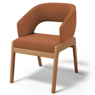 Imagem de Cadeira de Jantar e Estar Living Estofada Lince L02 Bouclê Terracota - Lyam Decor