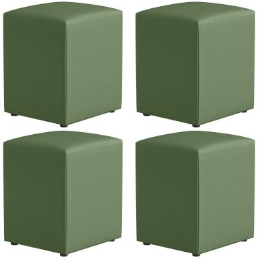 Imagem de Kit 04 Puffs Quadrado L02 Decorativo Facto Verde - Lyam Decor