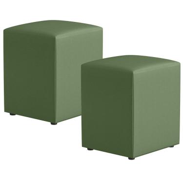 Imagem de Kit 02 Puffs Quadrado L02 Decorativo Facto Verde - Lyam Decor