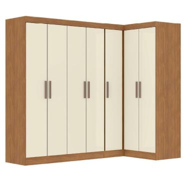 Imagem de Guarda Roupas Modulado De Canto Madrid Com 7 Portas Branco Maxel Madeirado/off White