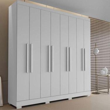 Imagem de Guarda Roupa Casal Ambiente Porto 8 Portas 4 Gavetas Branco Brilho - A