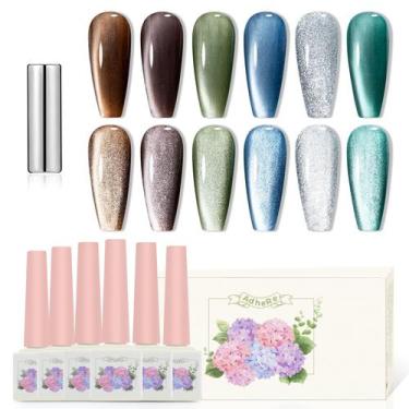 Imagem de Verniz de unhas ADHERE Magnetic Gel 12 ml Kit Cat Eye 6 Colors