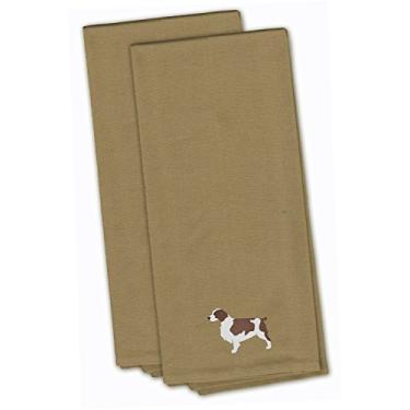 Imagem de Caroline's Treasures BB3400TNTWE Toalha de cozinha bordada Welsh Springer Spaniel Tan conjunto de 2, 48 x 63, multicolorido