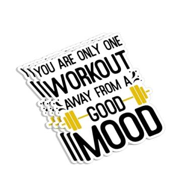 Imagem de (3 peças) Adesivo You are Only One Workout Away from A Good Mood com frases engraçadas inspiradoras para academia, fitness, halterofilismo, decalques de vinil para copo, laptop, garrafas de água