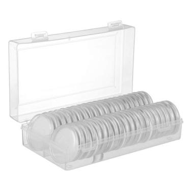 Imagem de Cápsulas para moedas NUOBESTY 50 mm de plástico com caixa de armazenam