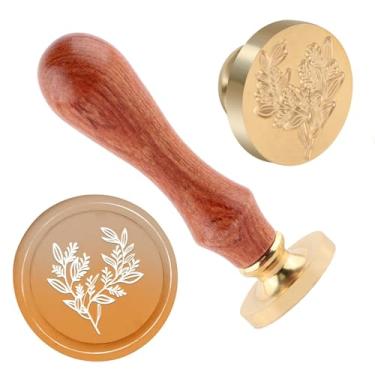 Imagem de Selo de cera vegetal cobre 25 mm vintage destacável selo de vedação latão e uma alça de madeira padrão carimbo cabeça carta convite cartão convite casamento presente pacote feriados