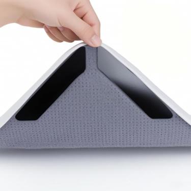 Imagem de 4 peças fita dupla face antiderrapante tapetes reutilizáveis laváveis prendedores para tapetes