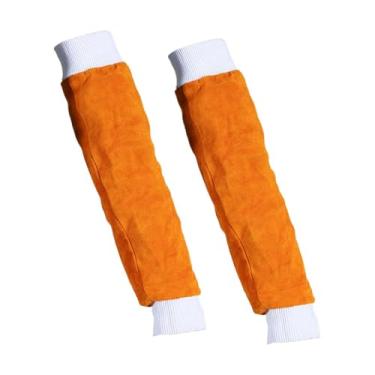 Imagem de oshhni Mangas de soldagem em couro PU dividido, resistentes ao desgaste, com proteção dupla para os braços, ideais para jardinagem e poda de plantas.