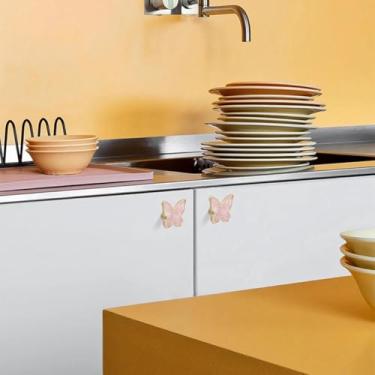 Imagem de 1 peça concha borboleta alça gancho chave guarda-roupa gaveta armário sapato armário porta gancho roupas alça pequena orifício único (rosa)