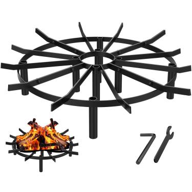 Imagem de Grelha de lenha de roda de vagão de 66 cm para fogueira - Grelha de fogueira, resistente ao calor, a grelha de fogueira é perfeita para fogueiras e fogueiras (redonda de 66 cm)
