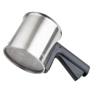 Imagem de Peneira de farinha para assar, peneira de farinha de aço inoxidável premium engrossada com malha fina para assar bolos, doces, tortas, pão e sobremesas, peneira de apertar à mão/ para bem-estar de padeiro