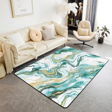 Imagem de Erosebridal Tapete de área marmorizado, tapete minimalista em aquarela para sala de estar, clássico abstrato mármore padrão lavável tapete clássico simples moderno tapete de chão interno, efeito de