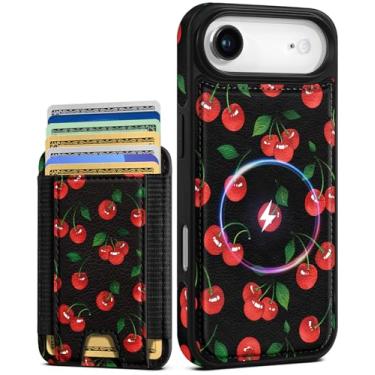 Imagem de Shorogyt Capa carteira para iPhone Air – Serve para 7 cartões, compatível com Magsafe Suporte magnético destacável para cartão de crédito de couro bonito capa de telefone feminina meninas para Apple